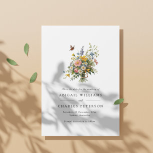 Reserva La Fecha Elegante Boho Wildflower Bloom Salva la fecha