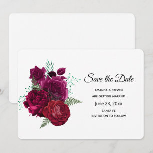 Reserva La Fecha Elegante Bouquet Magenta Rosa Floral