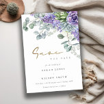 Reserva La Fecha Elegante Bunch Botánico de Eucalipto Suculento Lil<br><div class="desc">Colección de temas del Bunch Botánico Eucalyptus Succulent de Lilac.- es un Ilustracion de acuarela de guijarros elegante de suculento verde lilaco, eucalipto, ramo, perfecto para tu suculento boda botánico y fiestas. Es muy fácil de personalizar, con sus datos personales. Si necesita cualquier otro producto o personalización que coincida, por...</div>