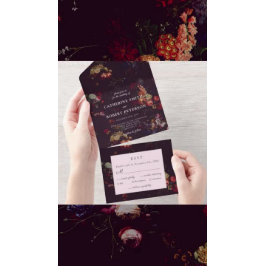 Reserva La Fecha Elegante Burgundy Oscuro Floral Malhumorado Foto