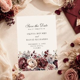 Reserva La Fecha Elegante Burgundy y Rosa Polvorienta Save the Date