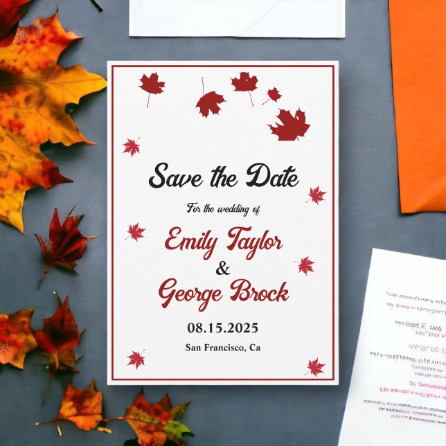 Reserva La Fecha Elegante caída rústica deja romántica boda de otoñ (Subido por el creador)