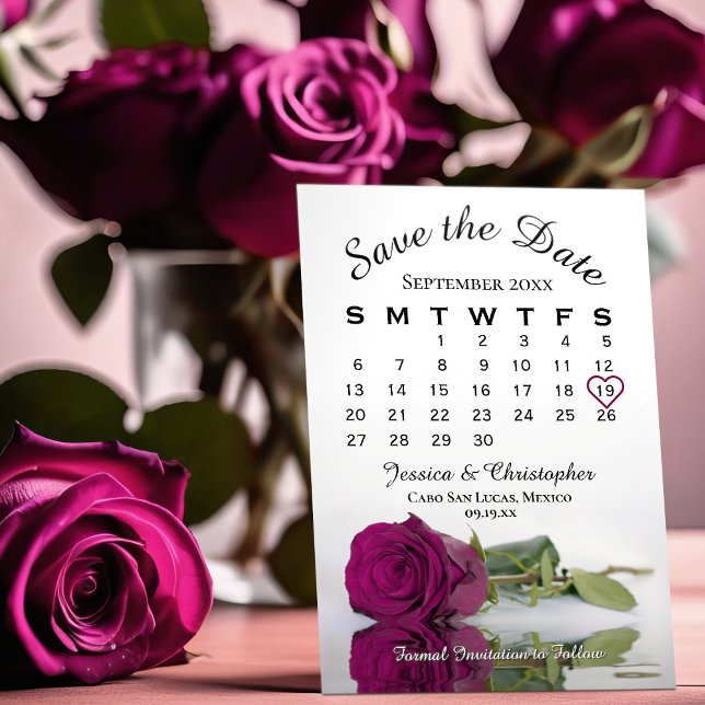 Reserva La Fecha Elegante calendario de Bodas Magenta Púrpura Rosa (Subido por el creador)