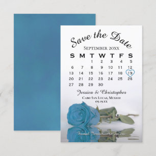 Reserva La Fecha Elegante calendario Rosa azul turquesa Boda