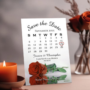 Reserva La Fecha Elegante calendario Rosa Naranja de óxido