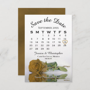 Reserva La Fecha Elegante calendario Rosa Ochre de Oro Boda