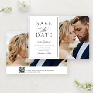 Reserva La Fecha Elegante caligrafía 2 Foto Boda de código QR