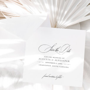 Reserva La Fecha Elegante caligrafía blanco y negro