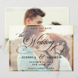 Reserva La Fecha Elegante caligrafía Boda 2 FOTO Guardar fecha