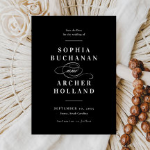 Elegante caligrafía Boda blanco y negro