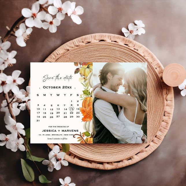 Reserva La Fecha Elegante caligrafía Boda de calabaza otoñal (Subido por el creador)
