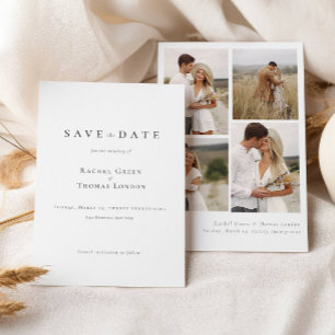 Reserva La Fecha Elegante caligrafía Boda de fotografías en blanco 