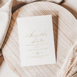 Reserva La Fecha Elegante caligrafía Boda de oro salva la fecha