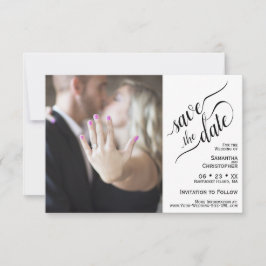 Reserva La Fecha Elegante caligrafía Boda fotográfico blanco de 2 p