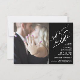 Reserva La Fecha Elegante caligrafía Boda fotográfico negro de 2 pa