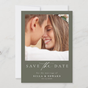 Reserva La Fecha Elegante caligrafía Boda Verde Salvar La Fecha