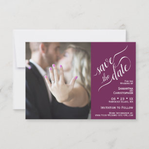 Reserva La Fecha Elegante caligrafía Cassis 2 Panel Boda de fotogra