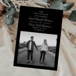 Reserva La Fecha Elegante caligrafía clásica moderna en blanco y ne