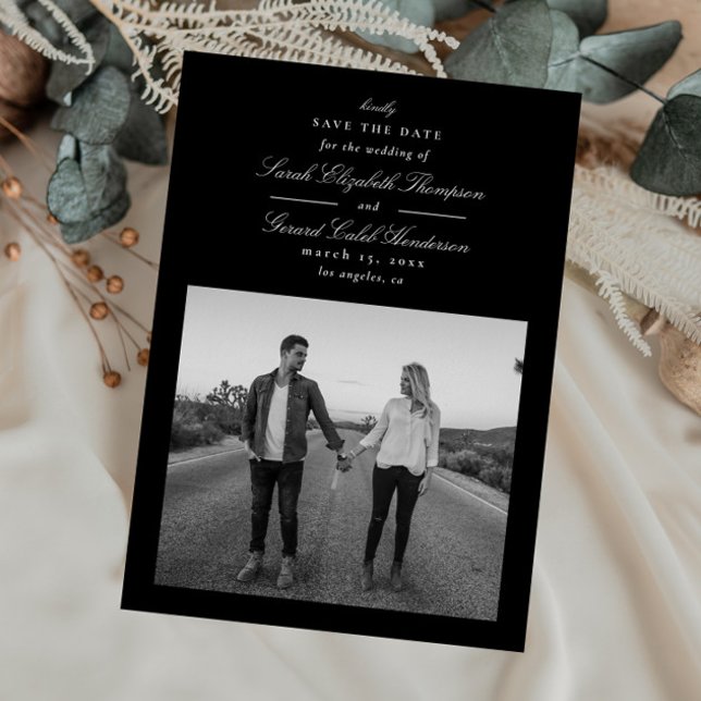 Reserva La Fecha Elegante caligrafía clásica moderna en blanco y ne (Subido por el creador)