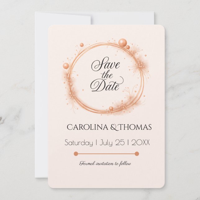 Reserva La Fecha Elegante caligrafía de guion de Boda de arcilla de (Anverso)