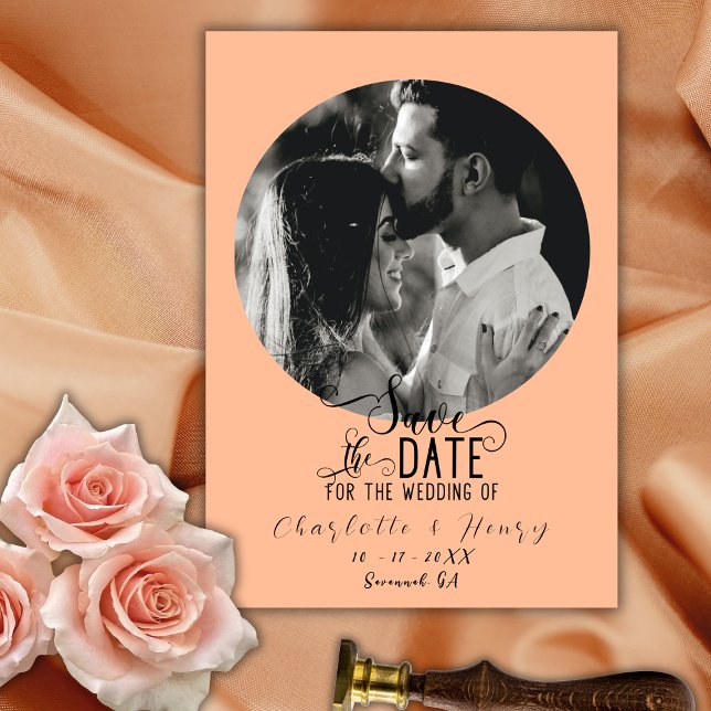 Reserva La Fecha Elegante Caligrafía Foto Boda Salvar La Fecha (Subido por el creador)