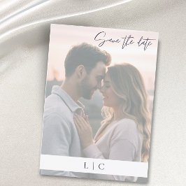 Reserva La Fecha Elegante caligrafía fotográfica desvanecida Marina