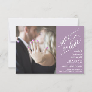 Reserva La Fecha Elegante caligrafía Lavanda 2 panel Boda de fotos