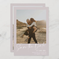 Elegante caligrafía lila 2 fotos guardar la fecha