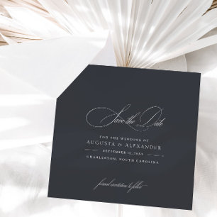 Reserva La Fecha Elegante caligrafía Moda clásica gris oscuro
