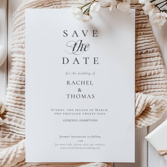 Reserva La Fecha Elegante caligrafía Monograma Boda blanco negro (Subido por el creador)