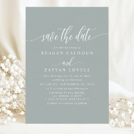 Reserva La Fecha Elegante Caligrafía Polvoriento Sage Save The Date