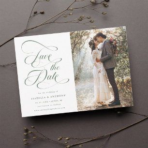 Reserva La Fecha Elegante Caligrafía Sage Green Boda Salve El
