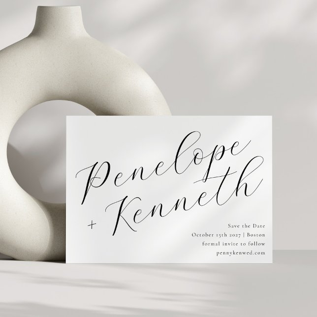 Reserva La Fecha Elegante Caligrafía Script Estilo Blanco Boda (Subido por el creador)