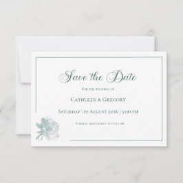 Reserva La Fecha Elegante Caligrafía Verde Salvia Floral Boda