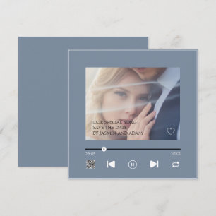 Reserva La Fecha Elegante Canción de Boda Azul Polvoriento QR