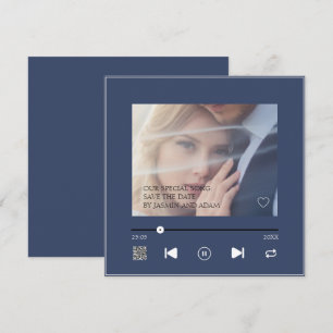 Reserva La Fecha Elegante canción de boda en azul marino QR