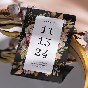 Reserva La Fecha Elegante cascada cascada caída floral boda negro