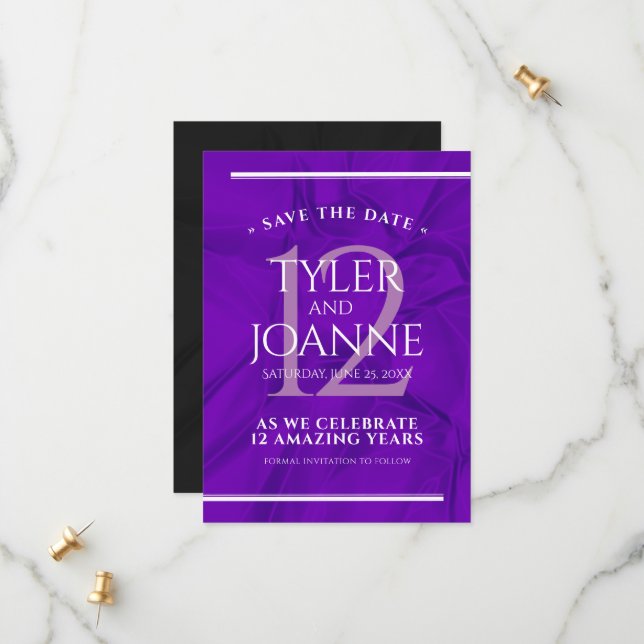 Reserva La Fecha Elegante celebración del 12º Aniversario del Boda  (Anverso/Reverso In Situ)