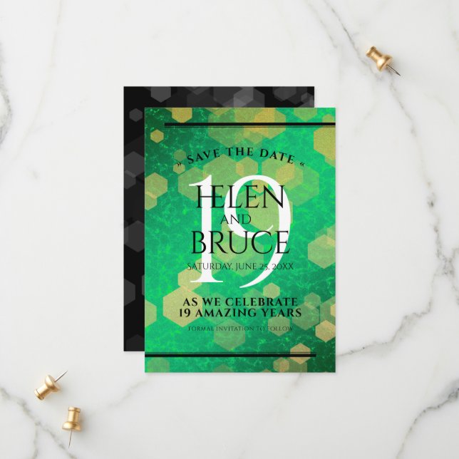 Reserva La Fecha Elegante celebración del 19° Aniversario del Boda  (Anverso/Reverso In Situ)