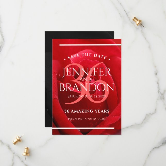 Reserva La Fecha Elegante celebración del 36° Aniversario Rosa Boda (Anverso/Reverso In Situ)