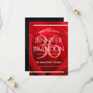 Reserva La Fecha Elegante celebración del 36° Aniversario Rosa Boda