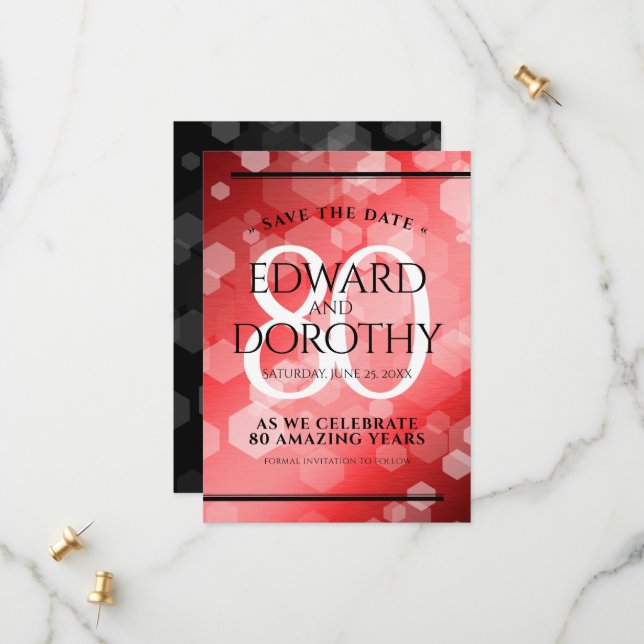 Reserva La Fecha Elegante celebración del 80° Aniversario del Boda  (Anverso/Reverso In Situ)