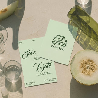 Reserva La Fecha Elegante Chic Crema Verde Salvia Dinero Antiguo Bo