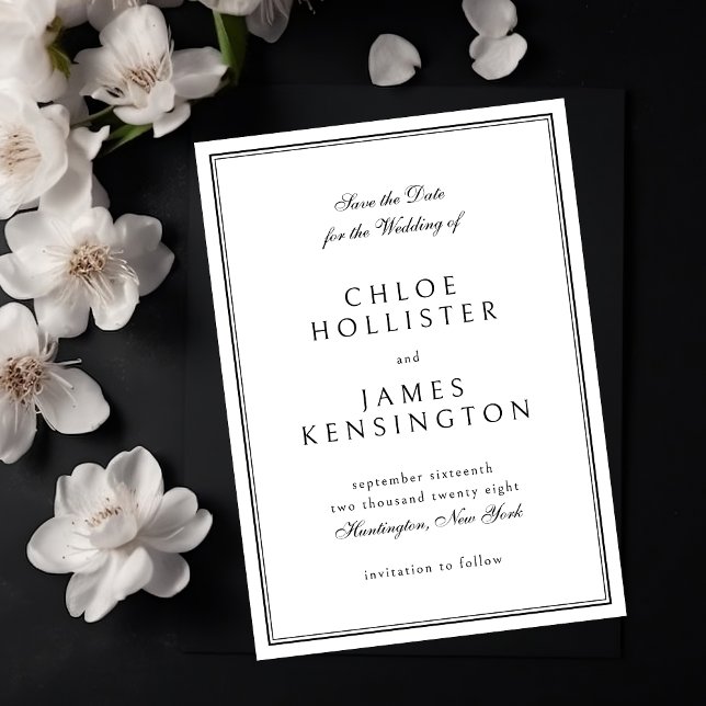 Reserva La Fecha Elegante clásico Boda blanco negro formal (Subido por el creador)