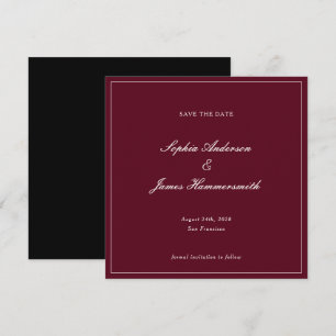 Reserva La Fecha Elegante Clásico Formal Rojo Burdeos Escritura Bod