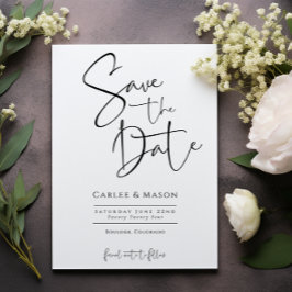 Reserva La Fecha Elegante Clásico Save the Date Negro y Blanco