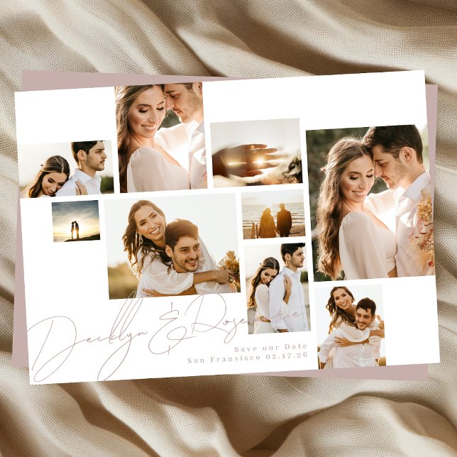Reserva La Fecha Elegante Classic Collage Sage Green Multi Photo (Subido por el creador)