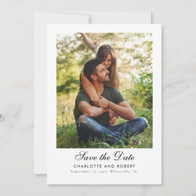 Reserva La Fecha Elegante código QR de 2 fotos de boda (Anverso)