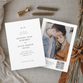 Reserva La Fecha Elegante código QR de boda en blanco y negro simpl