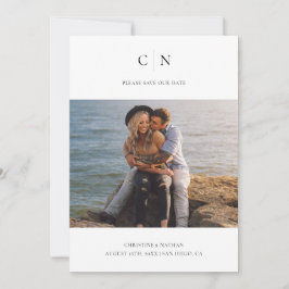 Reserva La Fecha Elegante código QR de foto con monograma